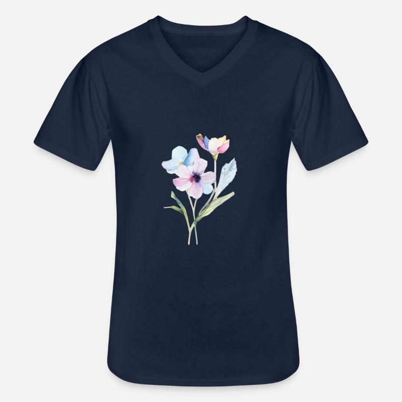 Tiny Flower - Männer-T-Shirt mit V-Ausschnitt - Navy