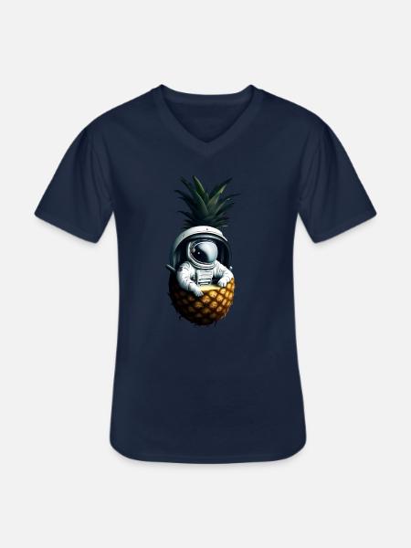 Astronaut in pineapple - Men's V-Neck T-Shirt - navy