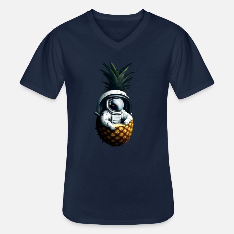 Astronaute à l’ananas - T-shirt col V Homme - marine