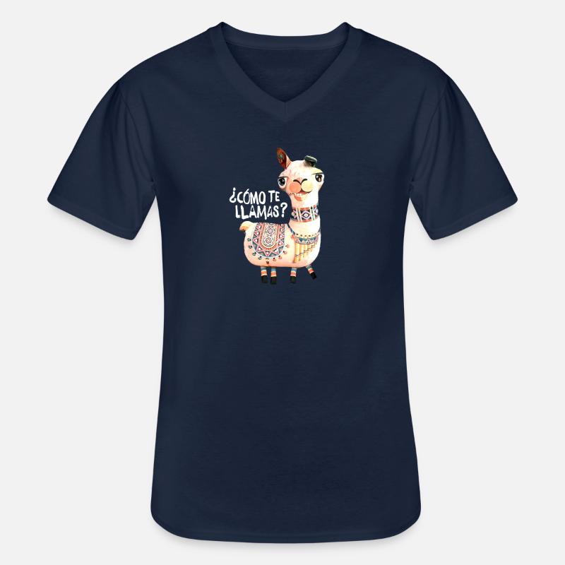 Lama,alpaka, Illustration, Comic - Männer-T-Shirt mit V-Ausschnitt - Navy