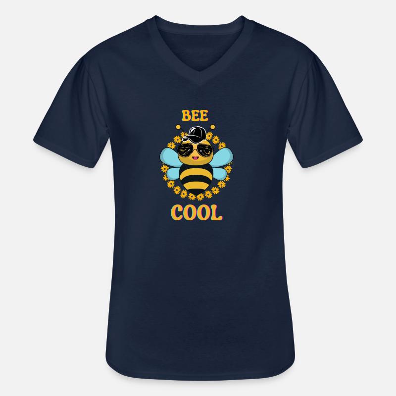 Bee cool - Männer-T-Shirt mit V-Ausschnitt - Navy