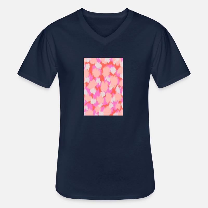 Pink Orange Strokes Pattern - Männer-T-Shirt mit V-Ausschnitt - Navy