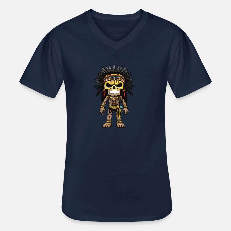 Apache Indianer Skelett - Männer-T-Shirt mit V-Ausschnitt - Navy