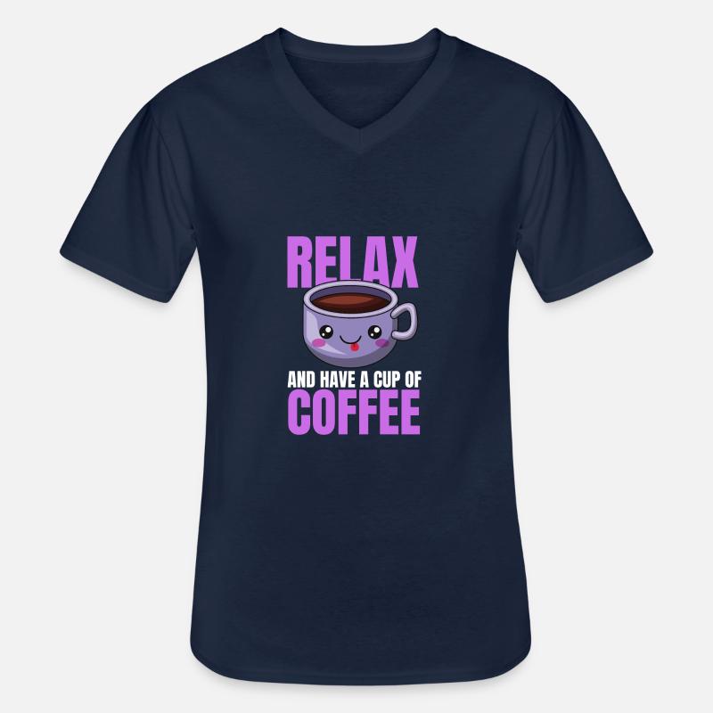 Entspannung Kaffee Design - Männer-T-Shirt mit V-Ausschnitt - Navy