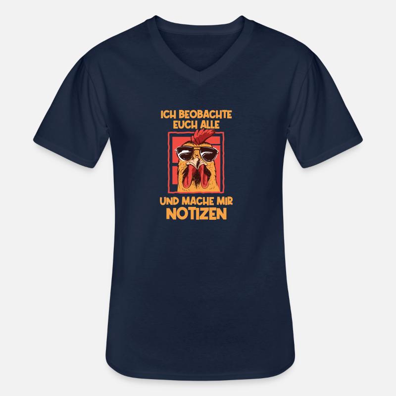 Ich beobachte euch Hühner Hahn - Männer-T-Shirt mit V-Ausschnitt - Navy