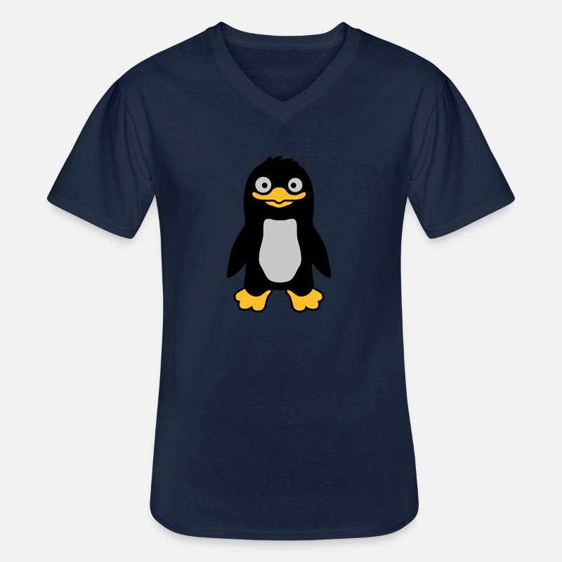 Lustiger ulkiger Pinguin grinst - Männer-T-Shirt mit V-Ausschnitt - Navy