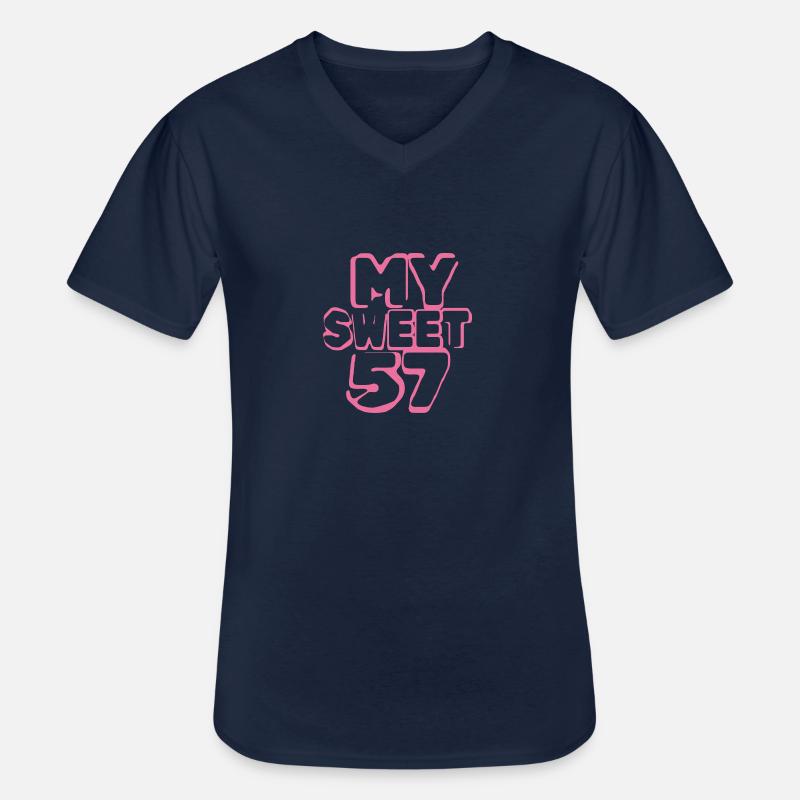 Alter 57 - Männer-T-Shirt mit V-Ausschnitt - Navy