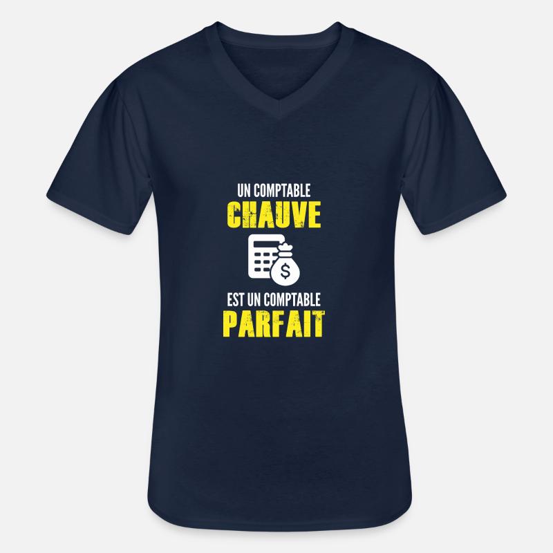 comptable chauve - comptable parfait - T-shirt col V Homme - marine