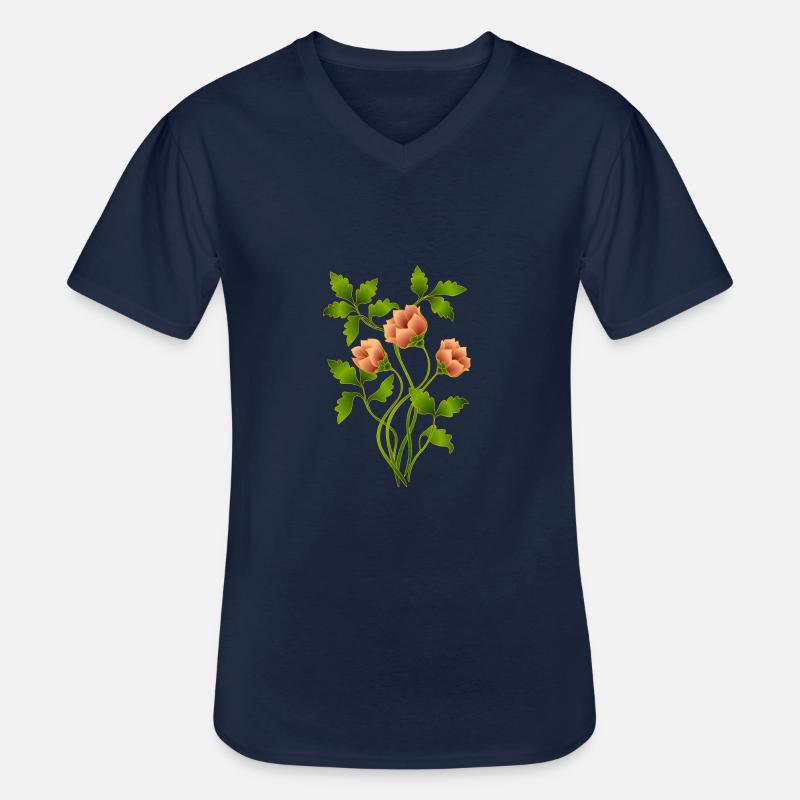 Blumen - Männer-T-Shirt mit V-Ausschnitt - Navy