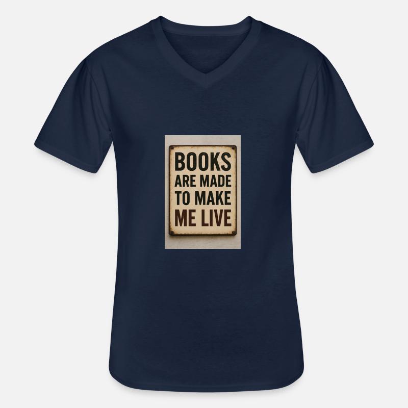 Books keep me alive - Men's V-Neck T-Shirt - navy