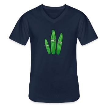gurken familie,gurken,gurke,salatgurke, nerd - Männer-T-Shirt mit V-Ausschnitt - Navy - Vorne - AI Model Male 178 dark (178cm)