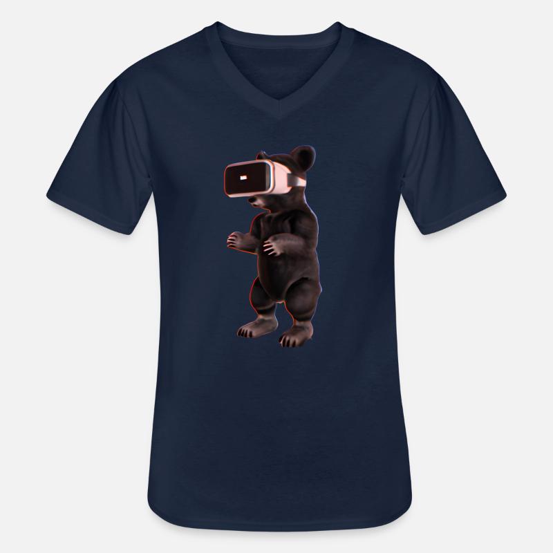 Bär mit Virtual Reality Headset - Männer-T-Shirt mit V-Ausschnitt - Navy