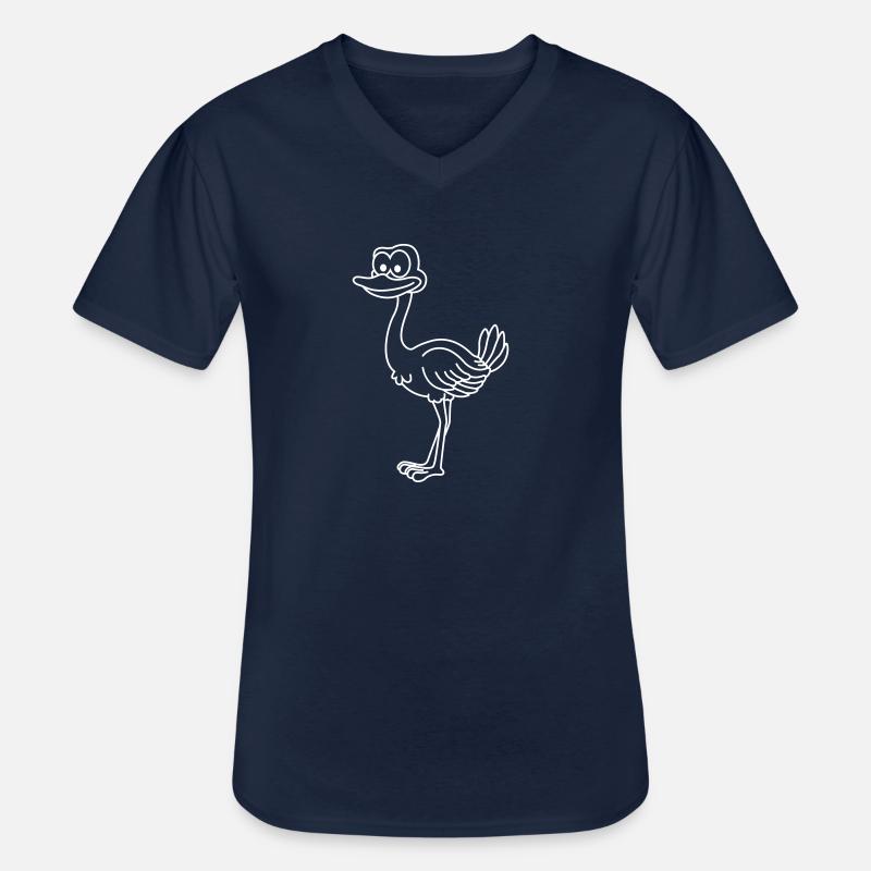 Strauß Comic Tier - Männer-T-Shirt mit V-Ausschnitt - Navy