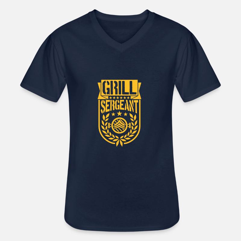 Grill Sergeant Grillparty Lorbeerkranz - Männer-T-Shirt mit V-Ausschnitt - Navy