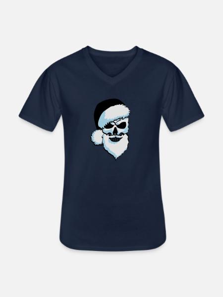Totenschädel Weihnachtsmann - Männer-T-Shirt mit V-Ausschnitt - Navy