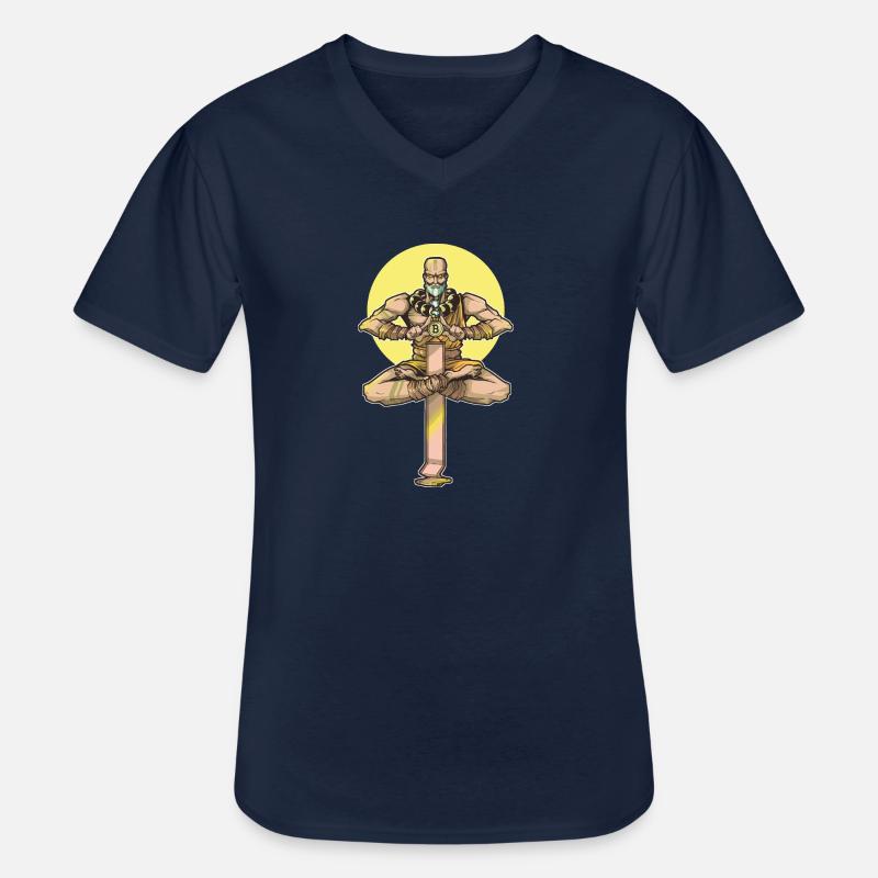 Bitcoin Monk Class RPG Jeu de rôle Table de table - T-shirt col V Homme - marine