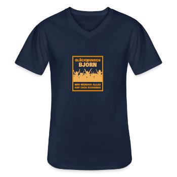 Abschluss Björn - Männer-T-Shirt mit V-Ausschnitt - Navy - Vorne - AI Model Male 178 dark (178cm)