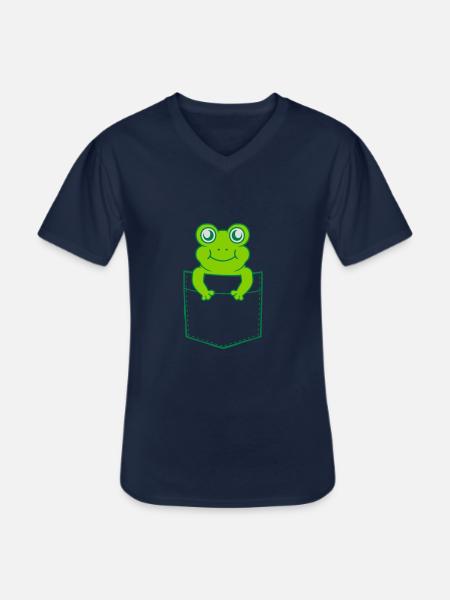 Unterwegs Hemdtasche Frosch Comic - Männer-T-Shirt mit V-Ausschnitt - Navy