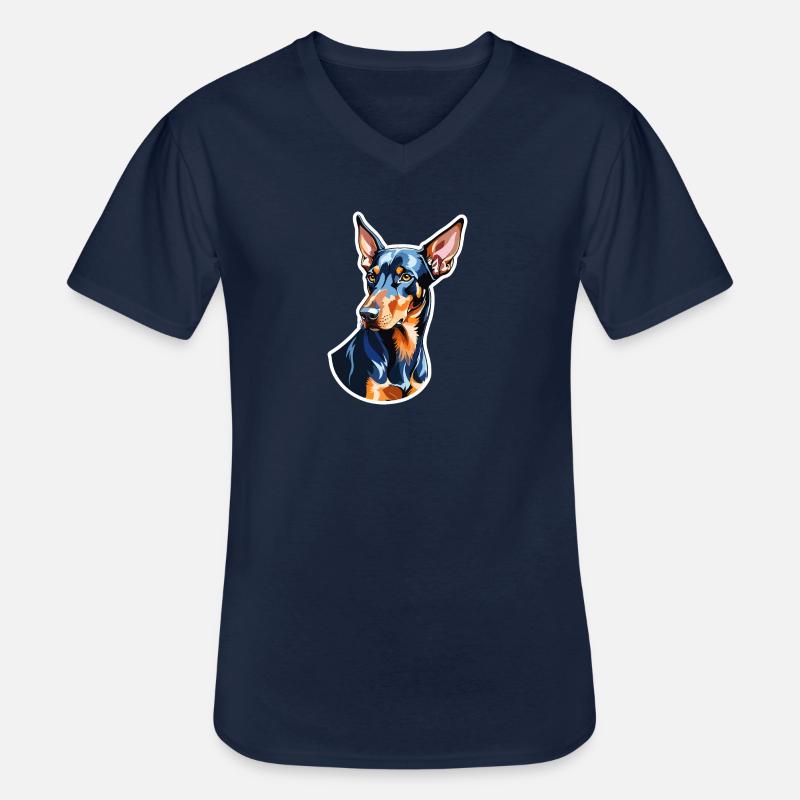 Dobermann Wasserfarben - Männer-T-Shirt mit V-Ausschnitt - Navy