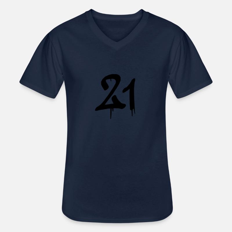 21 - Männer-T-Shirt mit V-Ausschnitt - Navy