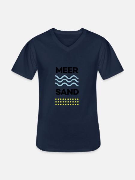 MEER&SAND - Männer-T-Shirt mit V-Ausschnitt - Navy