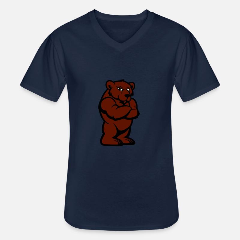 bär comic - Männer-T-Shirt mit V-Ausschnitt - Navy