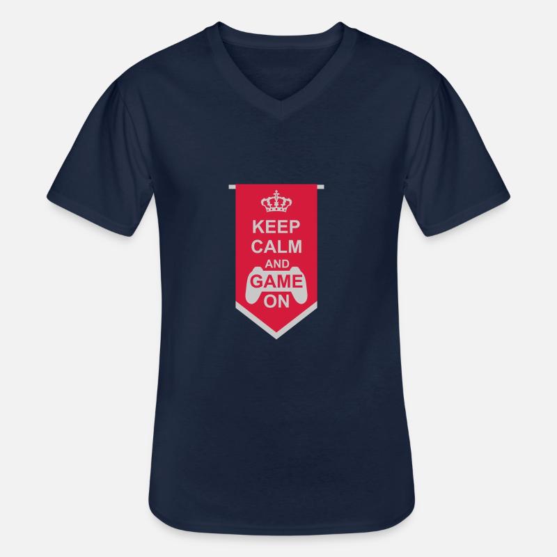 Banner Keep Calm Game - Männer-T-Shirt mit V-Ausschnitt - Navy