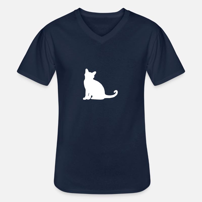 Katze Silhouette Sitzen - Männer-T-Shirt mit V-Ausschnitt - Navy