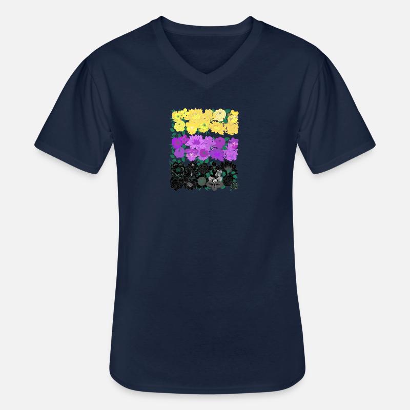 Non binary flower flag - Männer-T-Shirt mit V-Ausschnitt - Navy