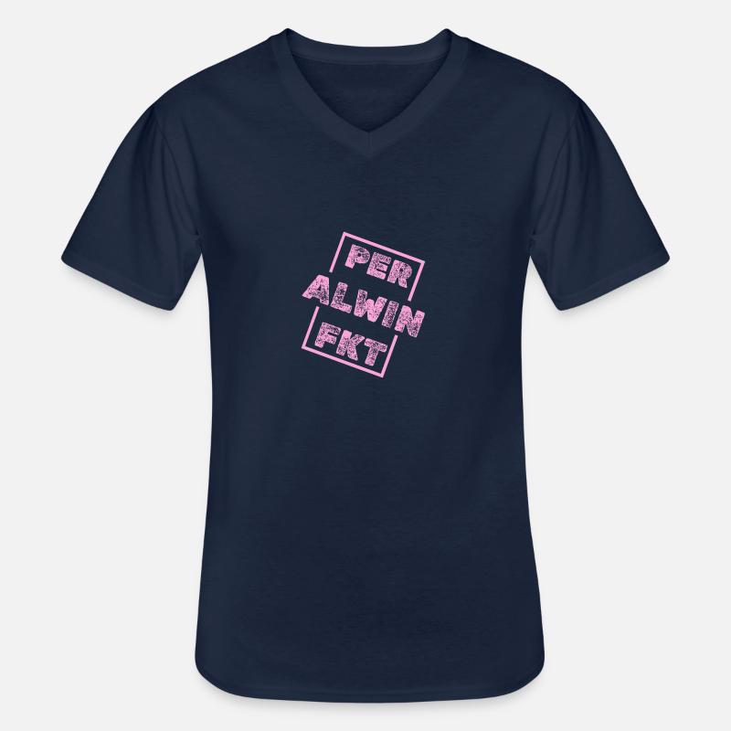 Alwin Alwin - Männer-T-Shirt mit V-Ausschnitt - Navy