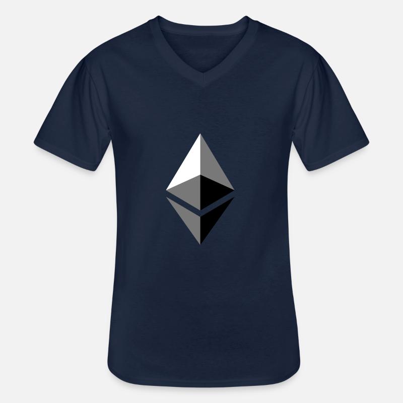 ETH éther Etherium - T-shirt col V Homme - marine