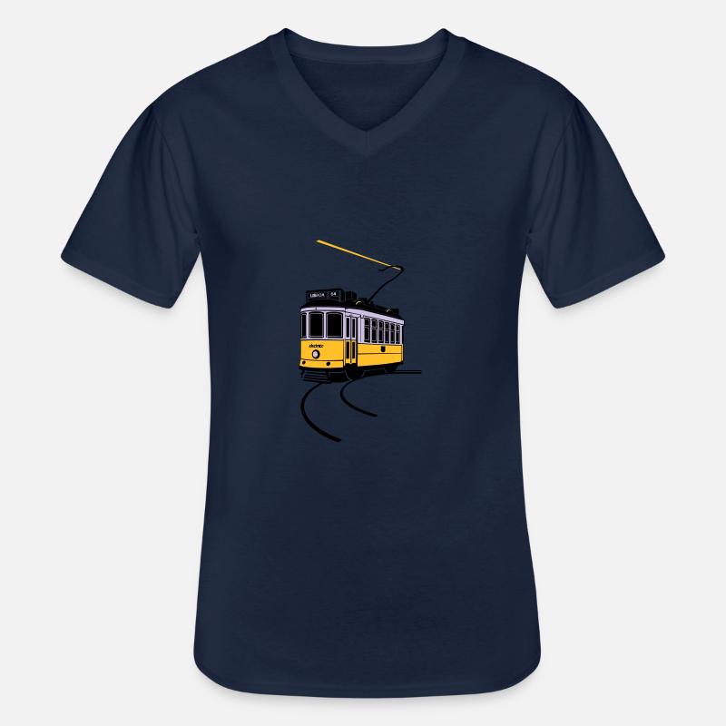 Electrico de Lisboa - Männer-T-Shirt mit V-Ausschnitt - Navy