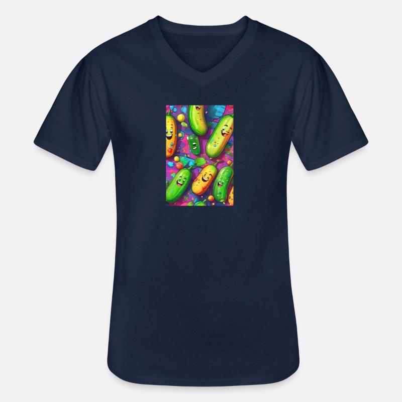 Gurken, Gurke, Graffiti,lachende Gurken, bunt - Männer-T-Shirt mit V-Ausschnitt - Navy