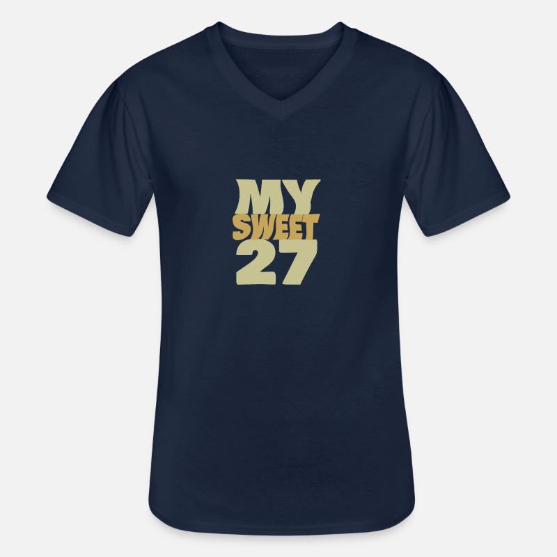 27 - Männer-T-Shirt mit V-Ausschnitt - Navy