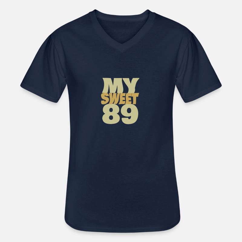 Sweet 89 - Männer-T-Shirt mit V-Ausschnitt - Navy