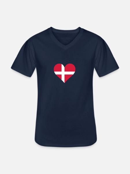 A Heart For Denmark - Men's V-Neck T-Shirt - navy
