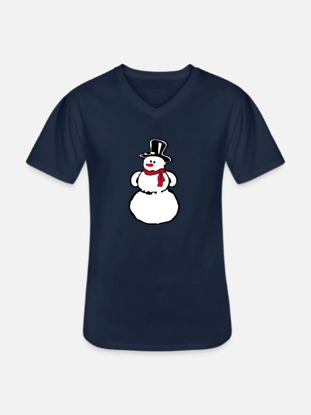 Snowman - Men's V-Neck T-Shirt - navy