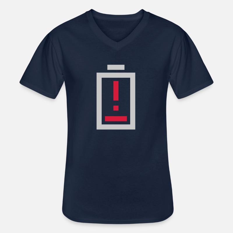 Ausrufezeichen Batterie kein Strom - Männer-T-Shirt mit V-Ausschnitt - Navy