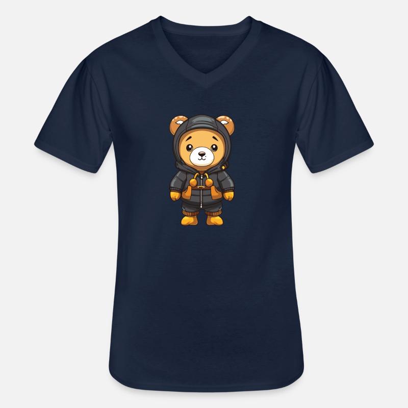 Bär Winter Comic Niedlich - Männer-T-Shirt mit V-Ausschnitt - Navy