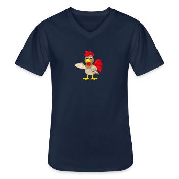 Hahn im Korb Huhn Küken Hähne Hühner Gockel Gickel - Männer-T-Shirt mit V-Ausschnitt - Navy - Vorne - AI Model Male 178 dark (178cm)