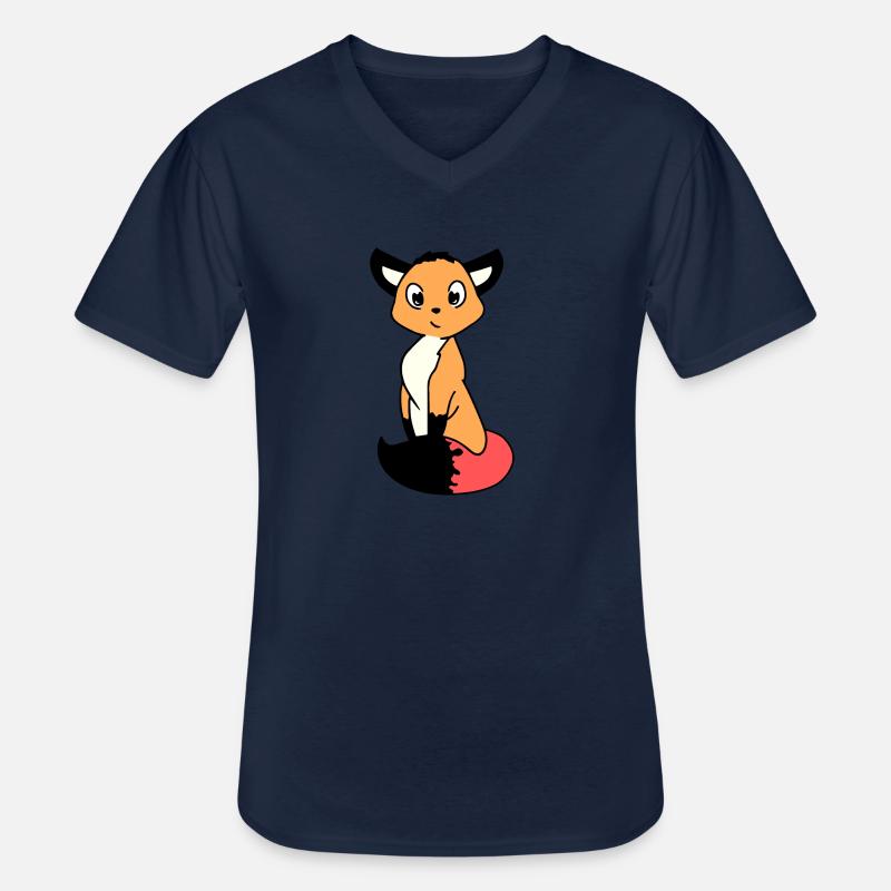 Süßer Tintenfuchs Charakter - Männer-T-Shirt mit V-Ausschnitt - Navy