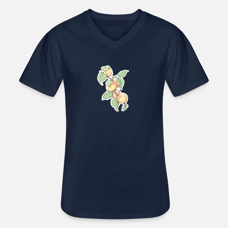 Ein Zweig Aprikosen oder Pfirsiche - Männer-T-Shirt mit V-Ausschnitt - Navy