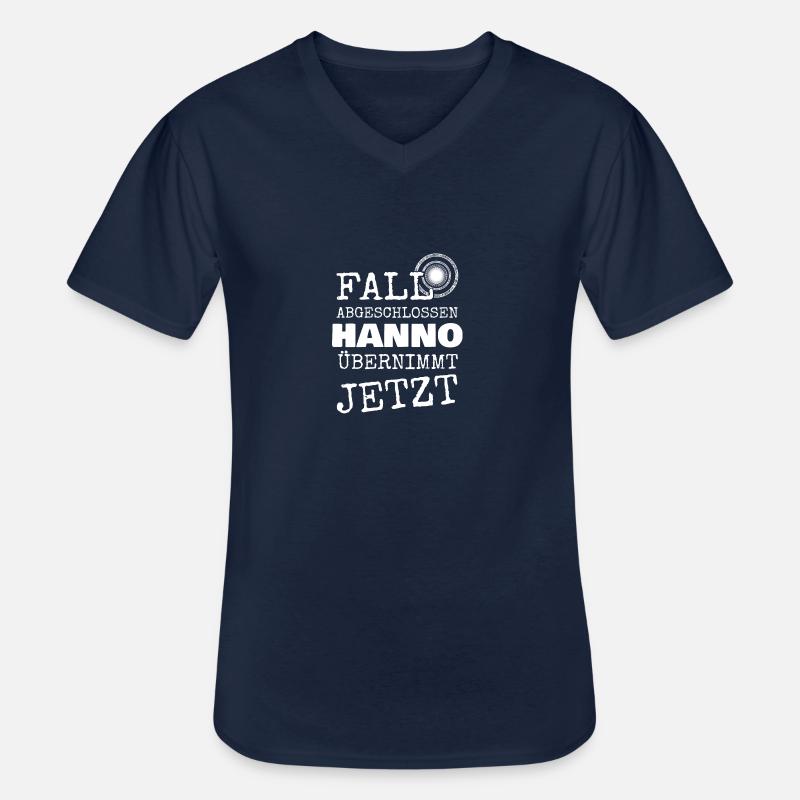 Hanno - Männer-T-Shirt mit V-Ausschnitt - Navy