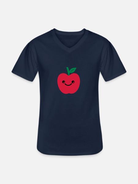 apple smile - Men's V-Neck T-Shirt - navy