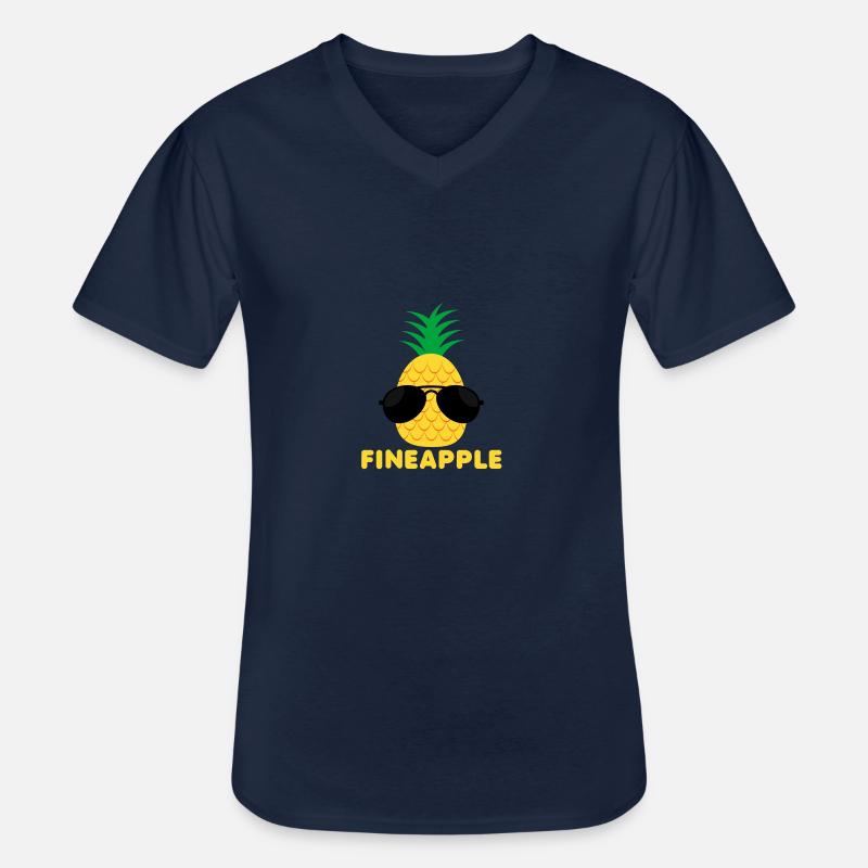 Frucht / Früchte: Fineapple - Pineapple - Ananas - Männer-T-Shirt mit V-Ausschnitt - Navy
