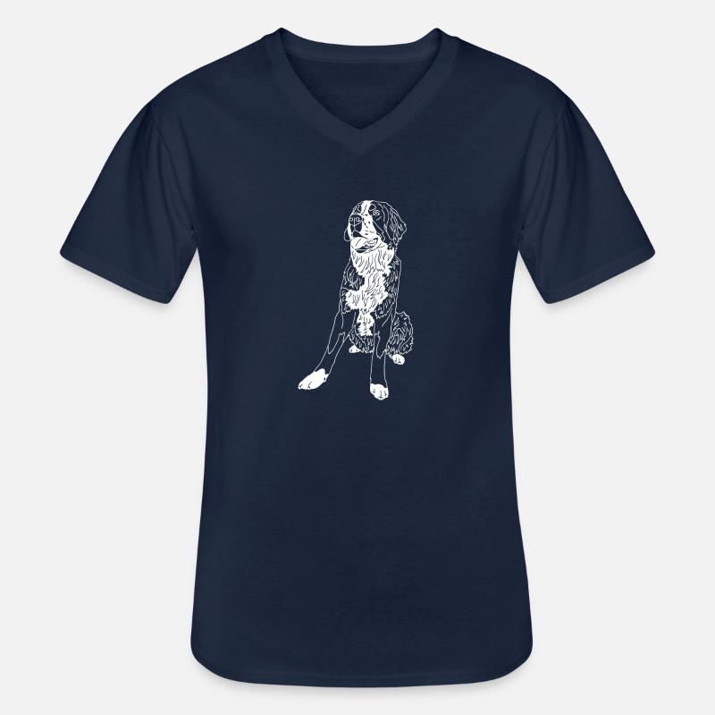 Bernersennen Hund - Männer-T-Shirt mit V-Ausschnitt - Navy