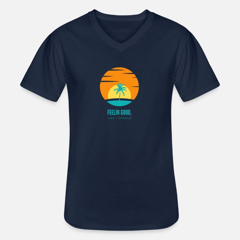 FEELIN GOOD, LIKE I SHOULD - Männer-T-Shirt mit V-Ausschnitt - Navy
