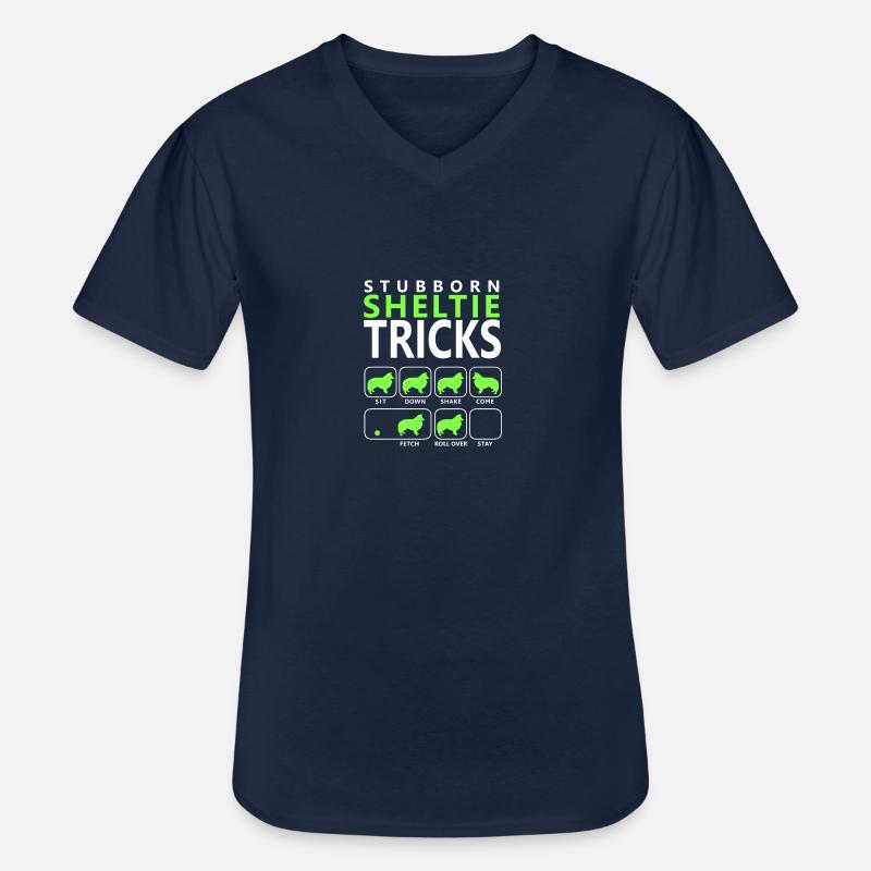 Hartnäckige Sheltie-Tricks - Männer-T-Shirt mit V-Ausschnitt - Navy