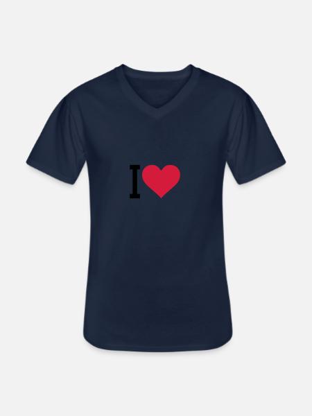 i heart - Men's V-Neck T-Shirt - navy