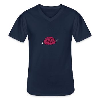 smart brain - Men's V-Neck T-Shirt - navy - Front - AI Model Male 178 dark (178cm)